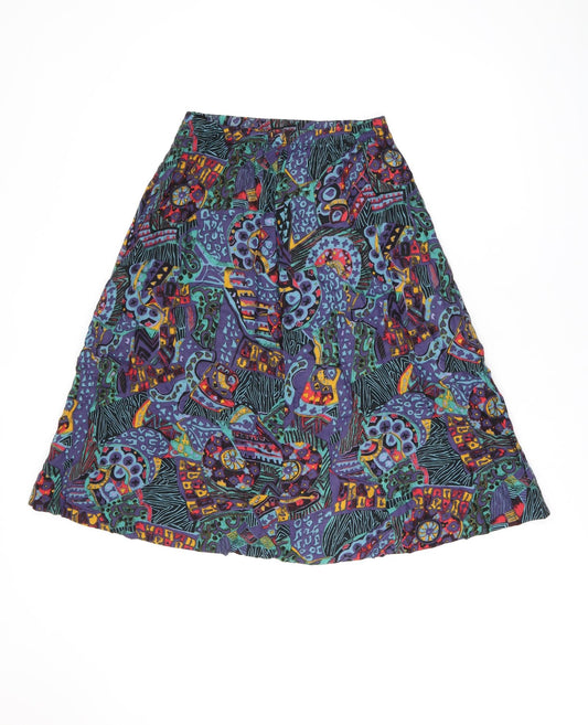 Brittany Nicole Womens Blue Geometric Rayon Swing Skirt Size L