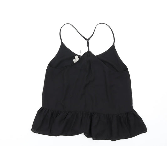 ASOS Womens Black Polyester Camisole T-Shirt Size 6 Scoop Neck