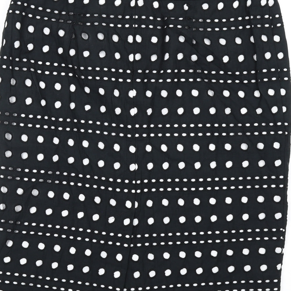Marks and Spencer Womens Black Cotton Straight & Pencil Skirt Size 12 Zip