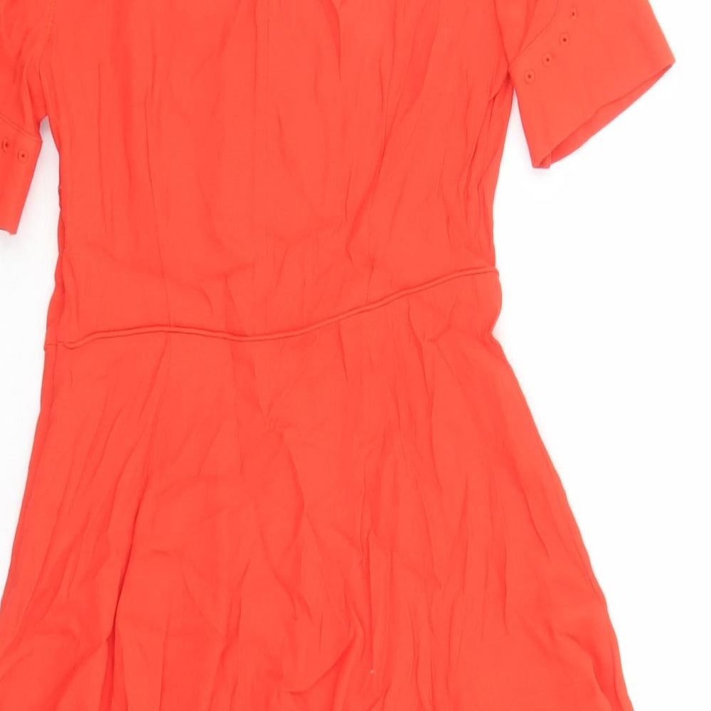 Jack Wills Womens Red Viscose Fit & Flare Size 6 Collared Zip - Keyhole Neckline