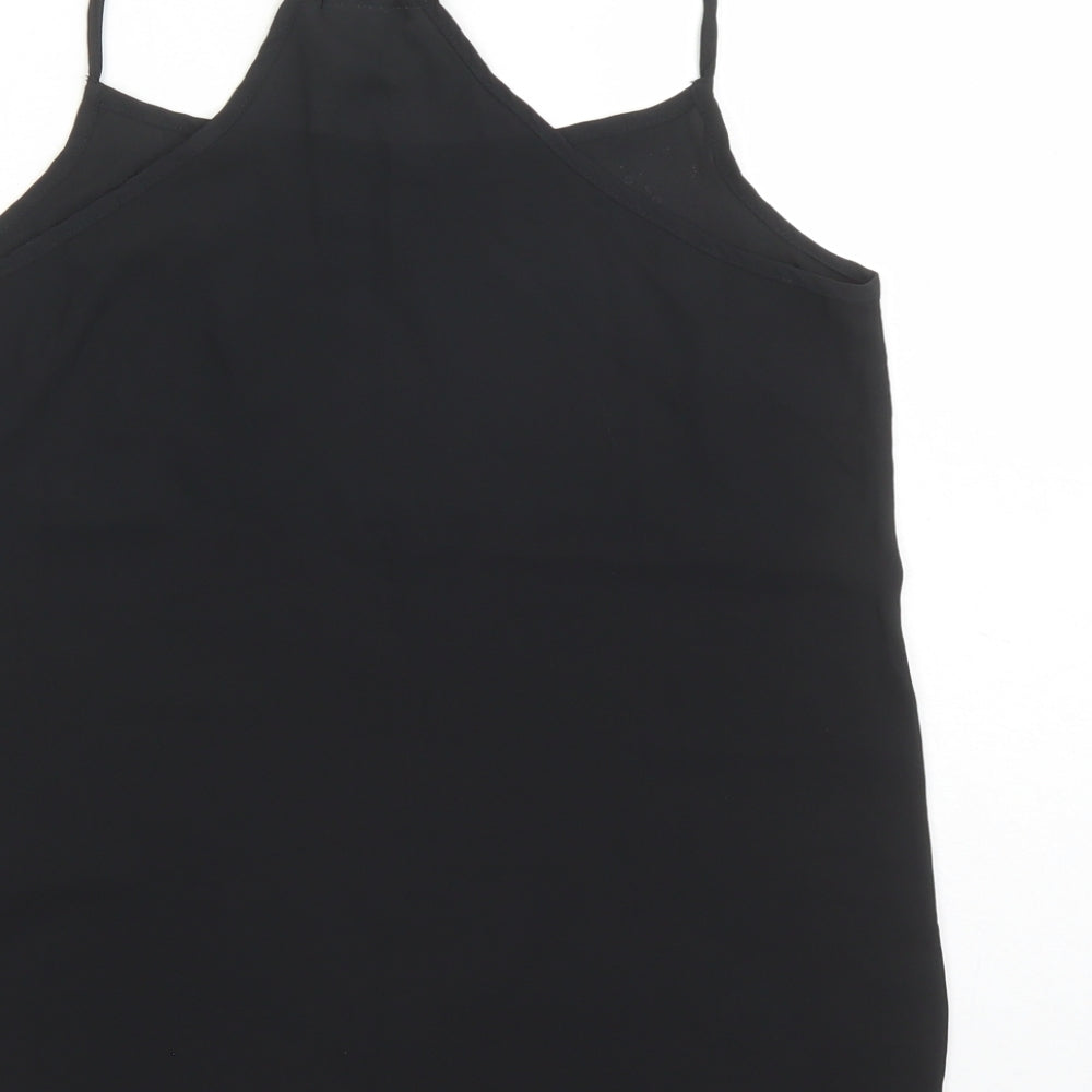 VERO MODA Womens Black Polyester Camisole Tank Size XS Round Neck - Rhinestone Detail