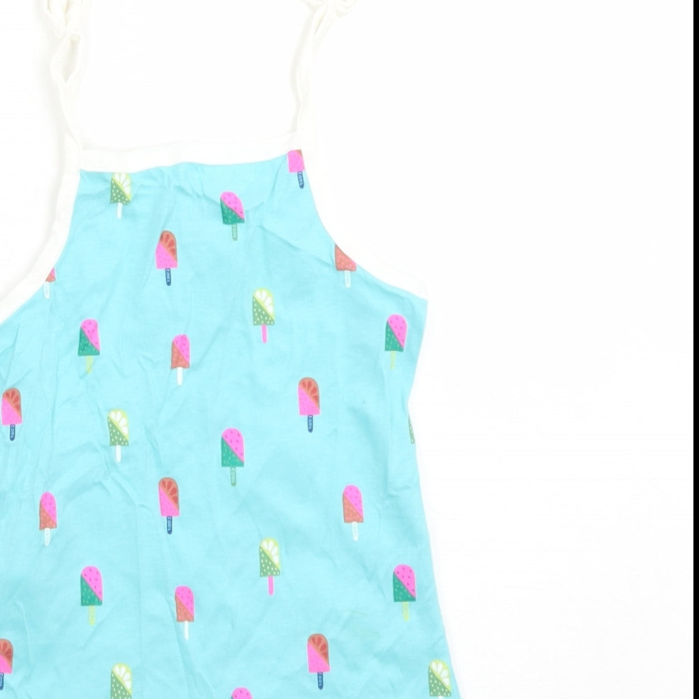 Brand and care label for Marks & Spencer girls’ blue geometric cotton camisole tank, years square neck pullover - ice lolly