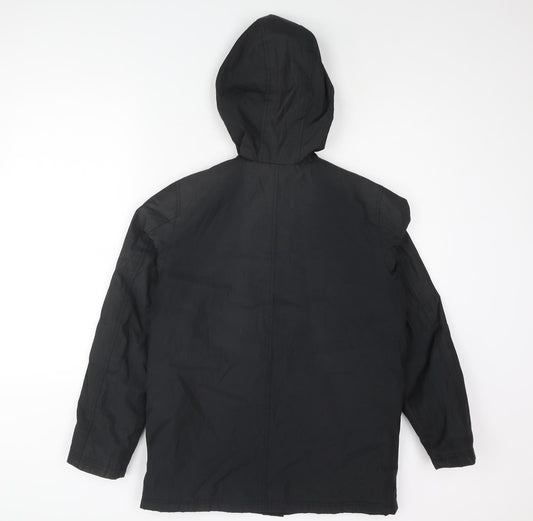 Four Seasons Mens Black Rain Coat Coat Size S Snap