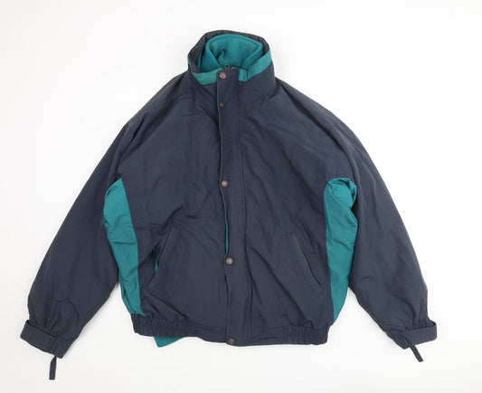 Additional front view of Casual Club men’s blue rain coat coat, size L, zip - removable fleece lining