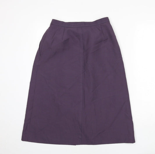 Laird Portch Womens Purple Polyester A-Line Skirt Size 26 in Button