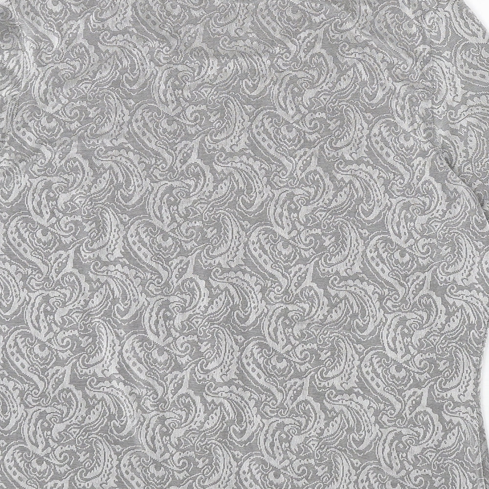 St Michael Womens Grey Paisley Acetate Basic T-Shirt Size 14 Round Neck