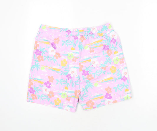 Marks and Spencer Boys Multicoloured Geometric Polyester Bermuda Shorts Size 12-13 Years Regular Drawstring - Swim Shorts, Palm Trees, Flowers