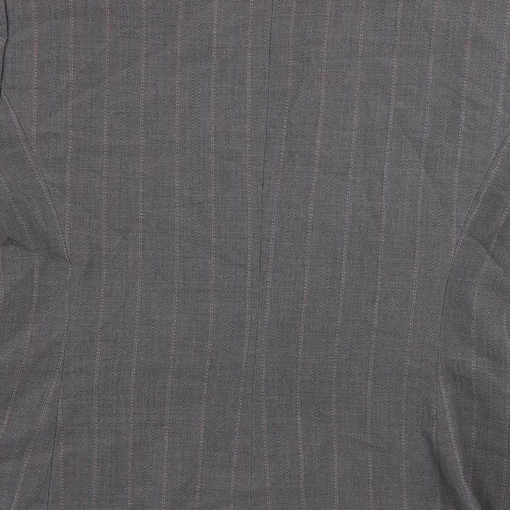 Marks and Spencer Womens Grey Striped Jacket Blazer Size 14 Button