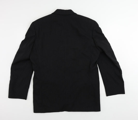 River Island Mens Black Striped Wool Jacket Suit Jacket Size 40 Regular