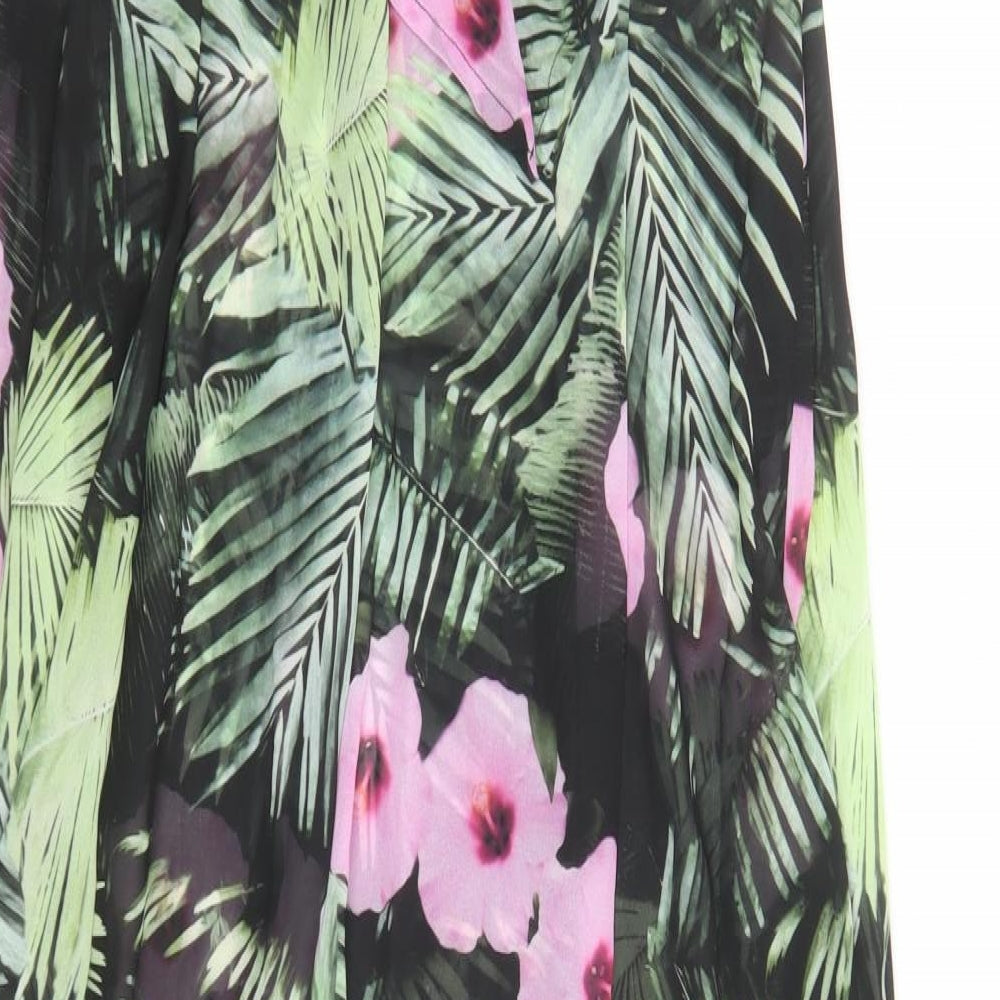 Brand and care label for ASOS women’s green flecked polyester cover up, size UK 10