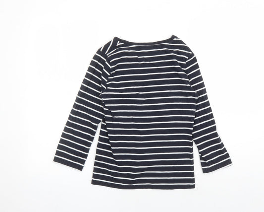 French Connection Womens Blue Striped Cotton Basic T-Shirt Size S Round Neck - Amour
