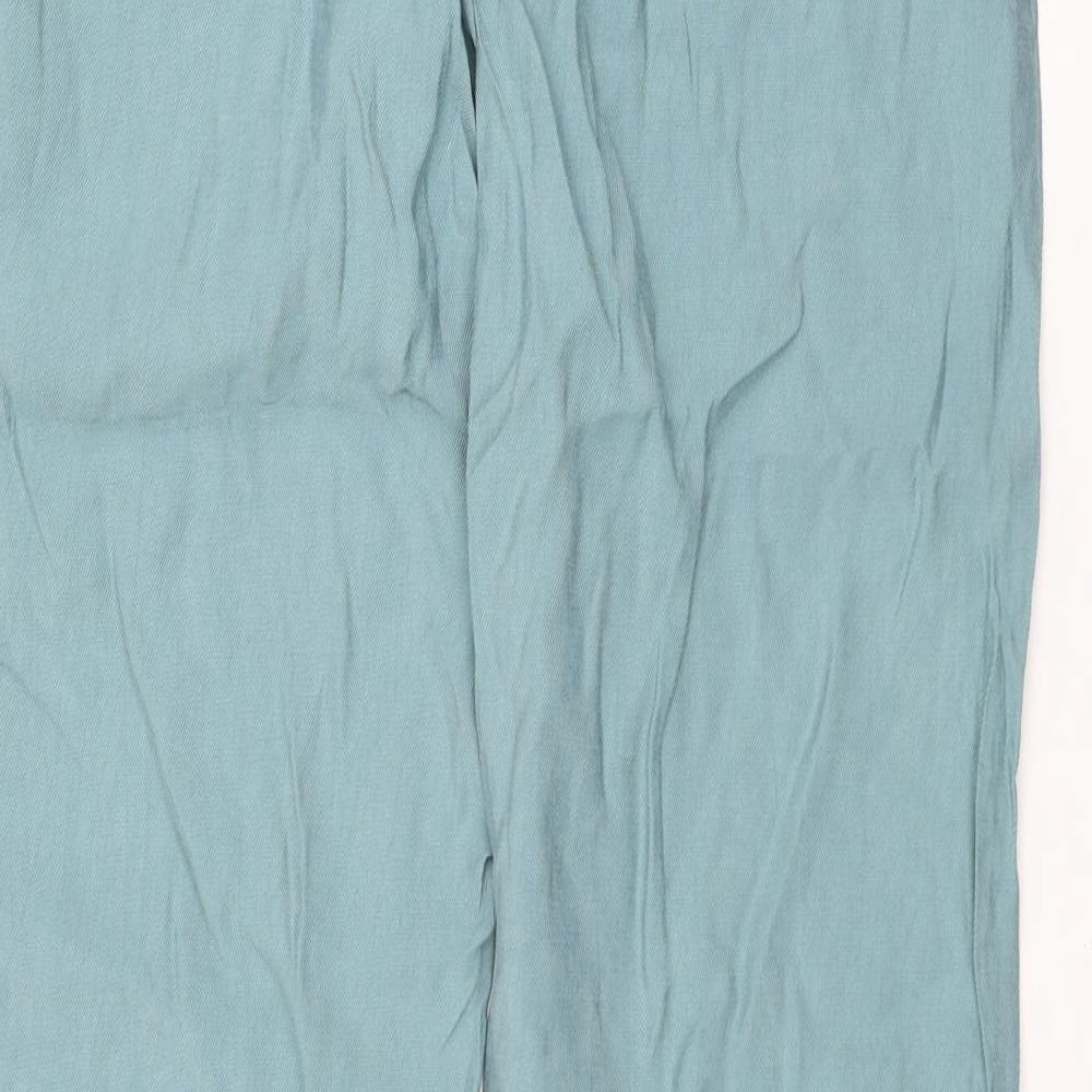Marks and Spencer Womens Blue Lyocell Trousers Size 10 L30 in Regular Drawstring