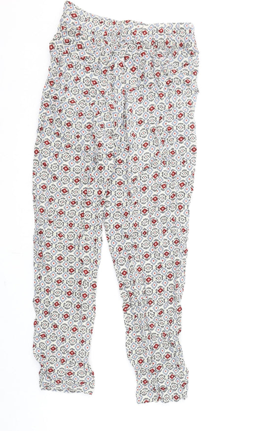 Marks and Spencer Womens Multicoloured Geometric Viscose Trousers Size 6 L23 in Regular