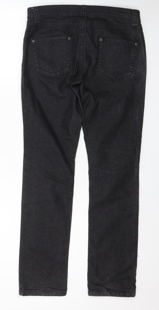 Dorothy Perkins Womens Black Cotton Skinny Jeans Size 10 L28 in Regular Zip