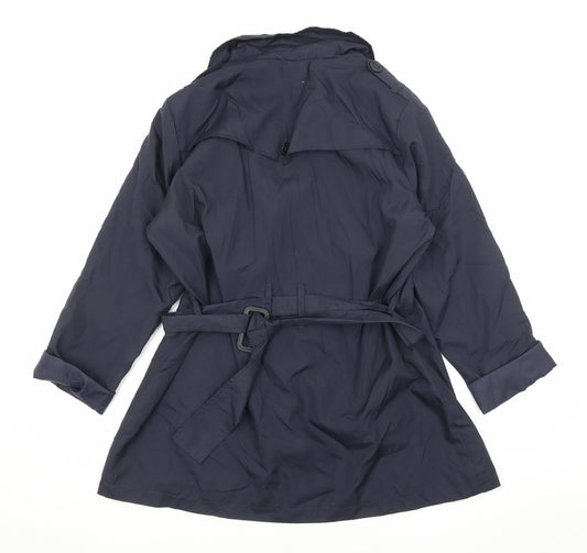 David Perry Womens Blue Trench Coat Jacket Size M Button
