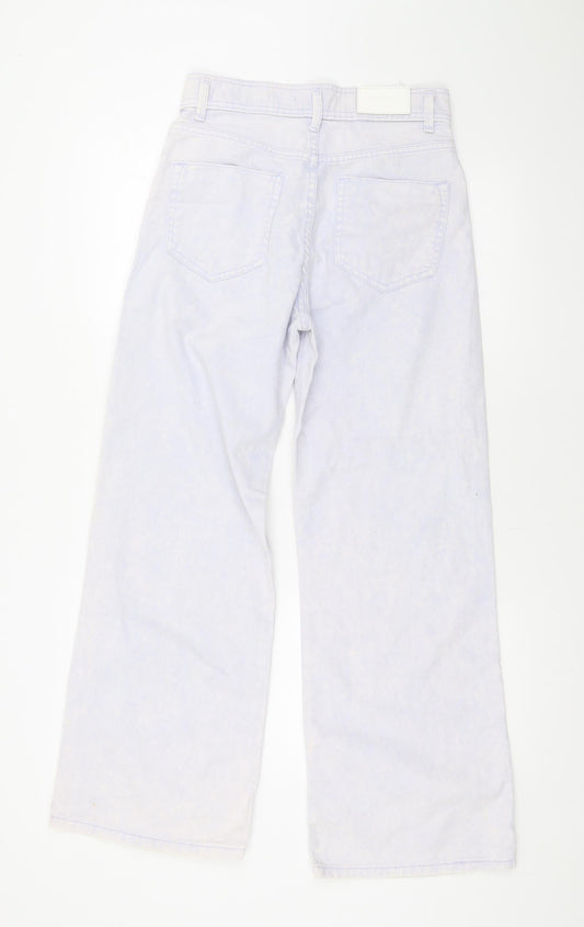 Outfitters Womens Ivory Geometric Cotton Flared Jeans Size 28 L29 in Regular Zip