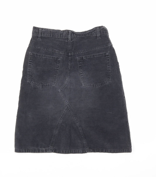 Marks and Spencer Womens Grey Cotton A-Line Skirt Size 10 Zip