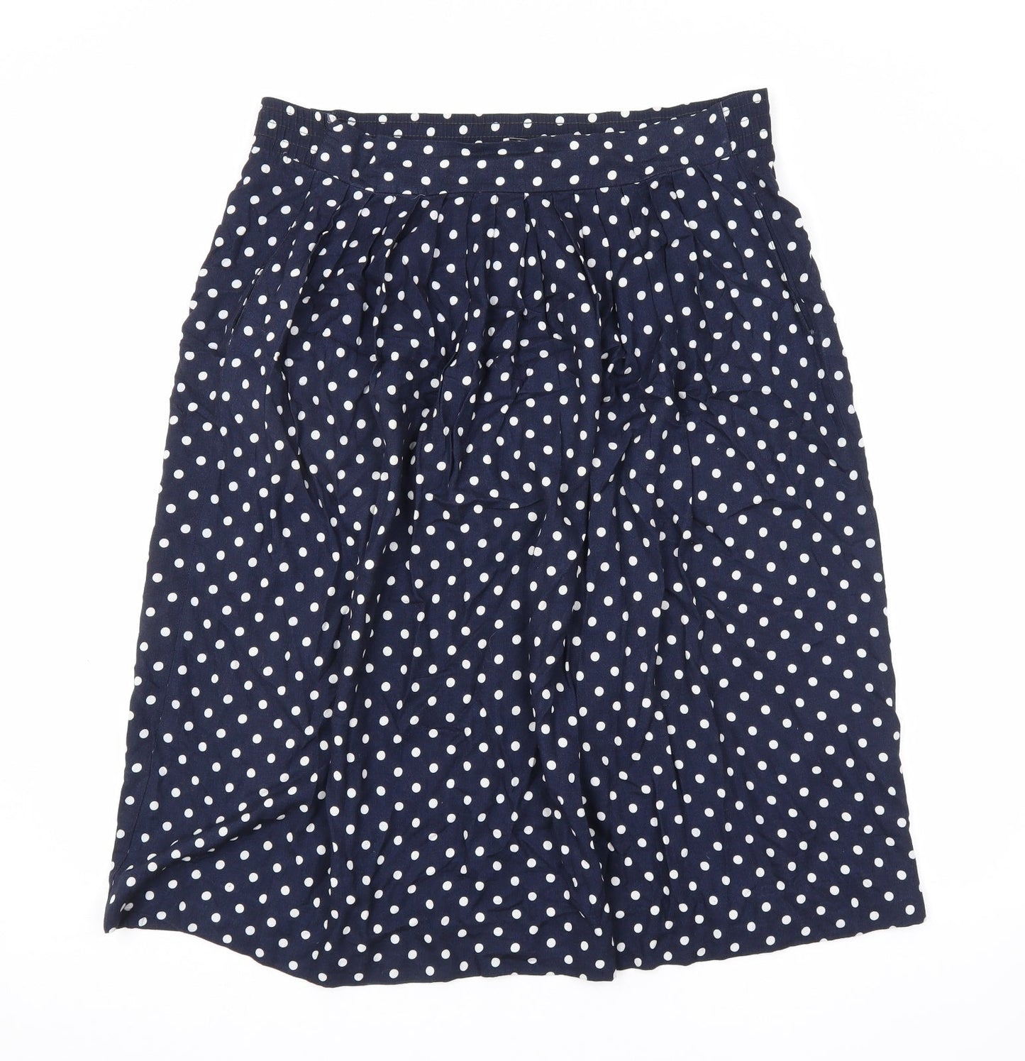 Lee Winter Womens Blue Polka Dot Polyester A-Line Skirt Size 14 Zip