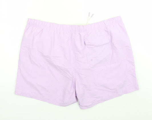 Marks and Spencer Mens Purple Polyester Sweat Shorts Size 3XL L6 in Regular Drawstring - Elasticated Waist Swim Shorts Pockets
