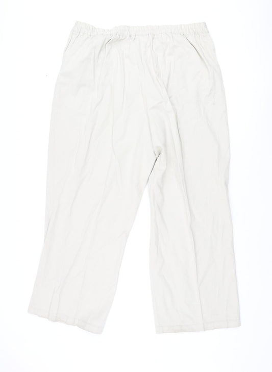 Victoria Taylor Womens Beige Cotton Trousers Size 22 L27 in Regular Drawstring