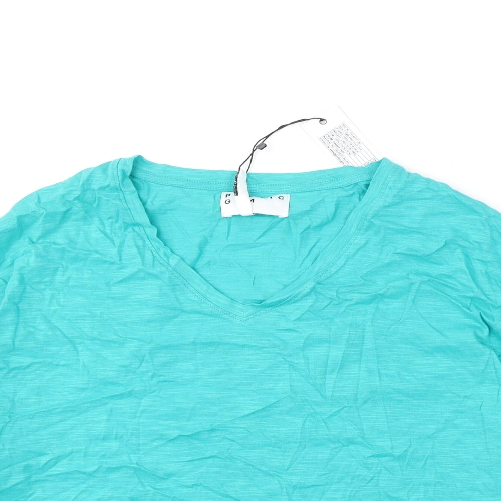 Poeticgem Womens Green Cotton Basic T-Shirt Size 12 V-Neck