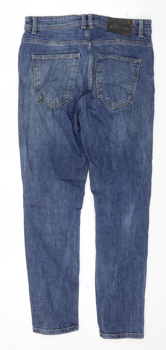 Pull&Bear Mens Blue Polyester Blend Skinny Jeans Size 32 in L26 in Regular Zip