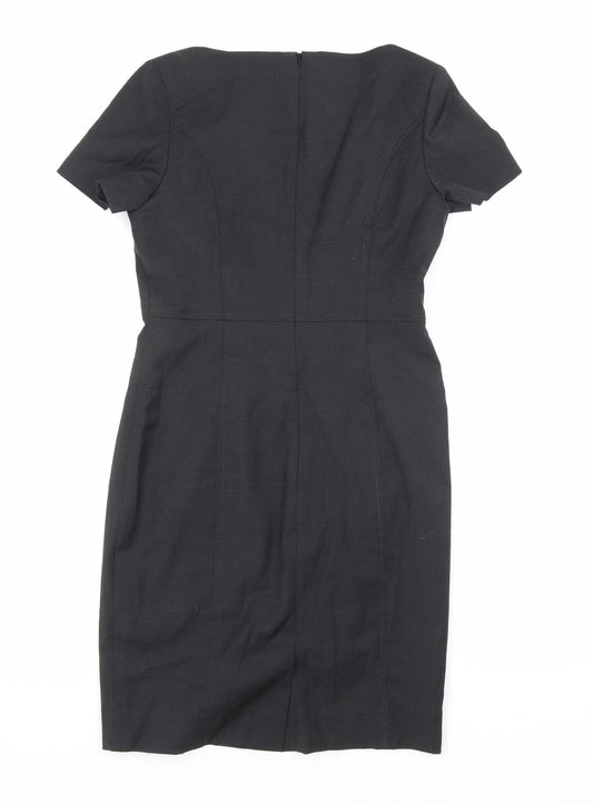 Brook Taverner Womens Grey Polyester Pencil Dress Size 8 Scoop Neck Zip