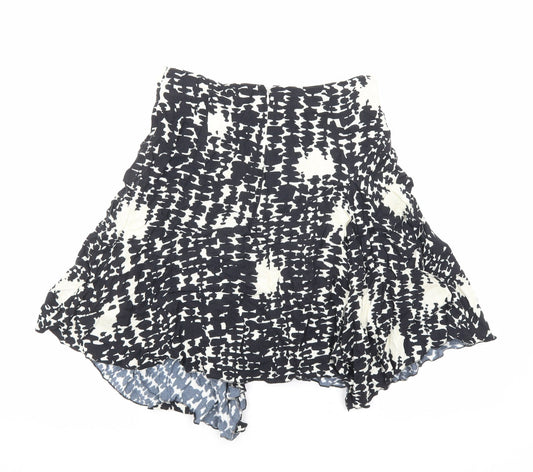 Dual View Womens Black Geometric Polyester Swing Skirt Size 12 Zip