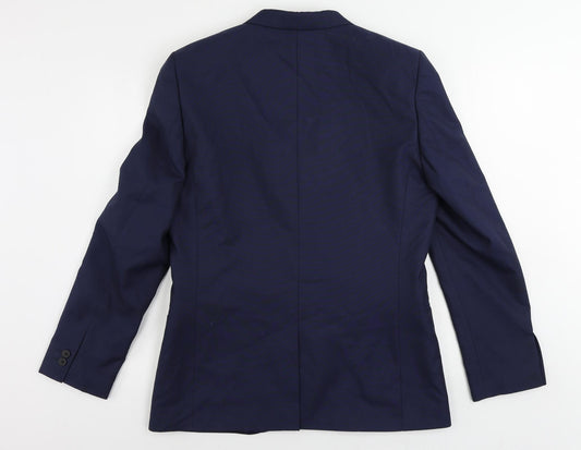 Moss London Mens Blue Polyester Jacket Suit Jacket Size 40 Regular