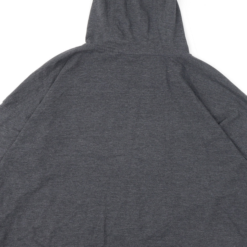 Brand and care label for AND/OR women’s grey polyester pullover hoodie, size UK 12, pullover - embroidery, stars