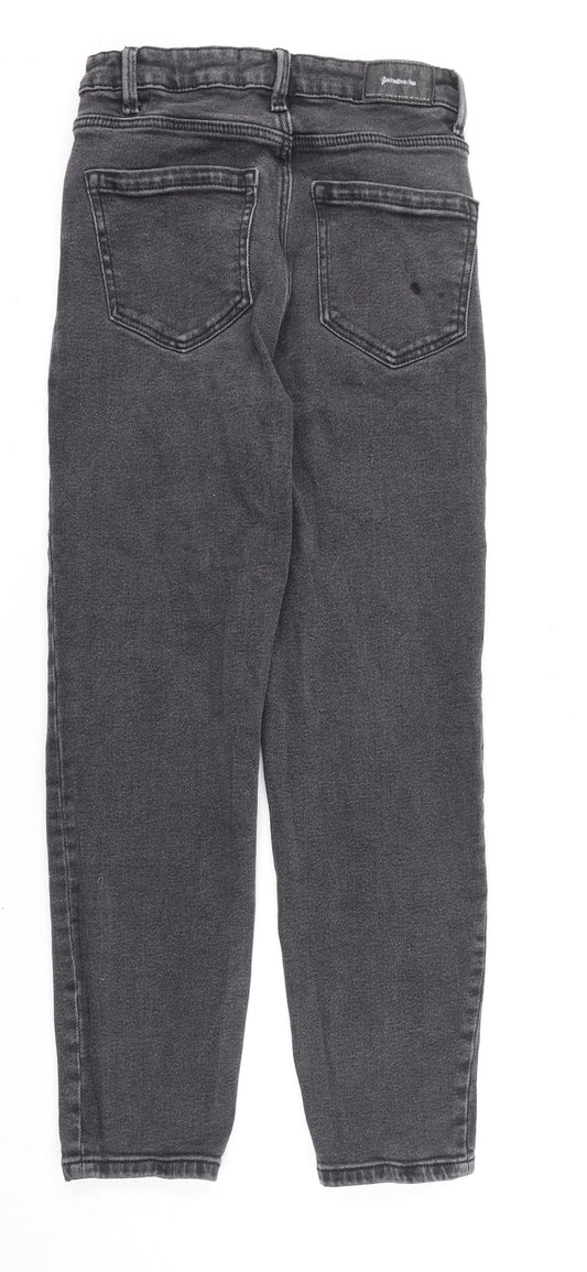 Stradivarius Womens Grey Cotton Straight Jeans Size 8 L25 in Regular Zip