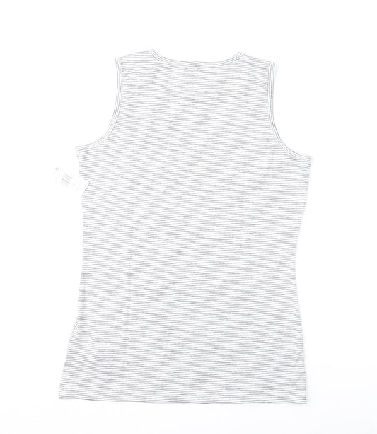 32 Degrees Womens Grey Striped Polyester Basic Tank Size M V-Neck