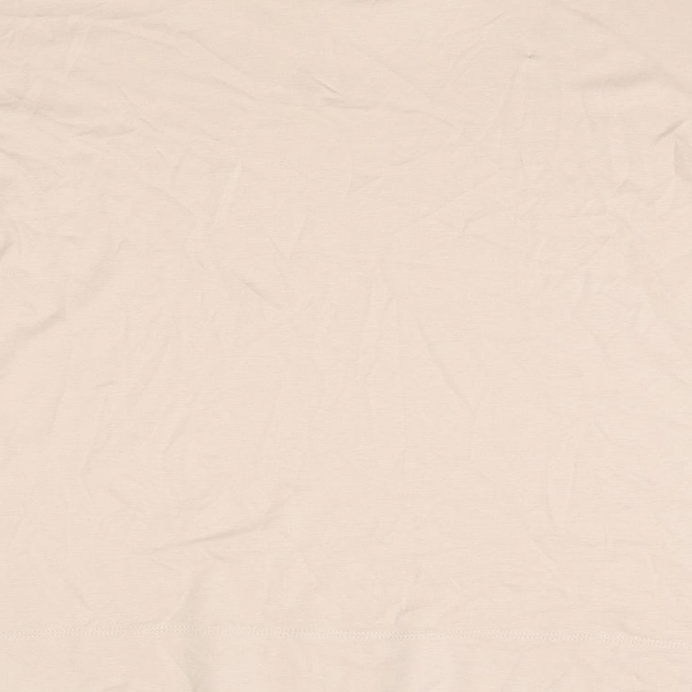 Marc Cain Womens Pink Cotton Basic T-Shirt Size 10 Round Neck - Rhinestone Neckline Detail