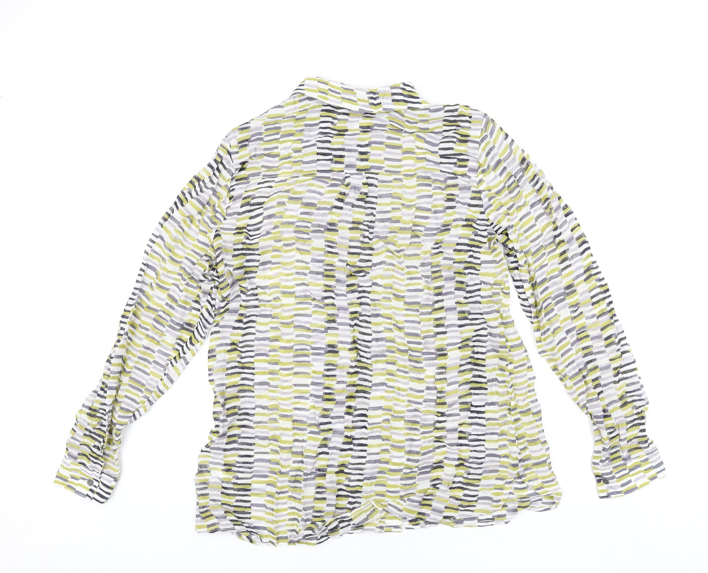 Linea Womens Multicoloured Geometric Viscose Basic Button-Up Size 14 Collared