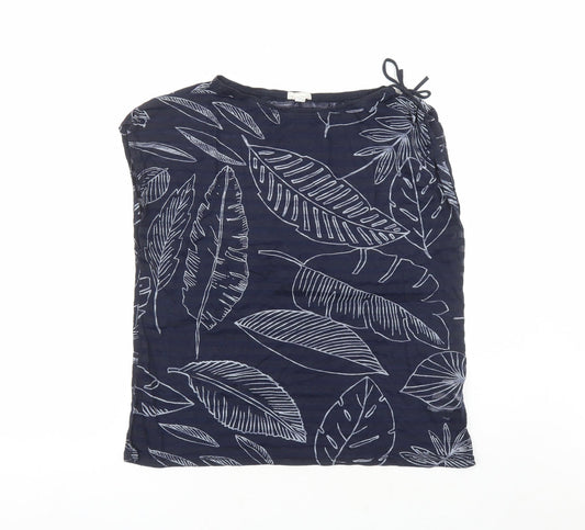 Gap Womens Blue Geometric Polyester Basic T-Shirt Size L Boat Neck