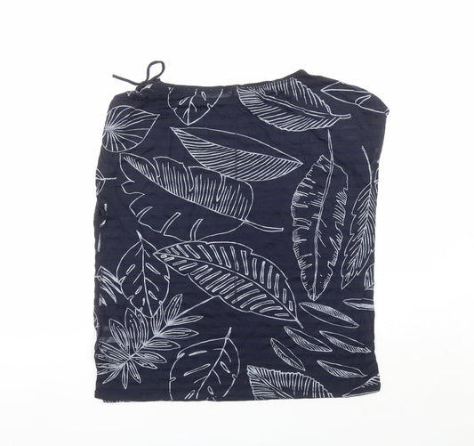 Gap Womens Blue Geometric Polyester Basic T-Shirt Size L Boat Neck