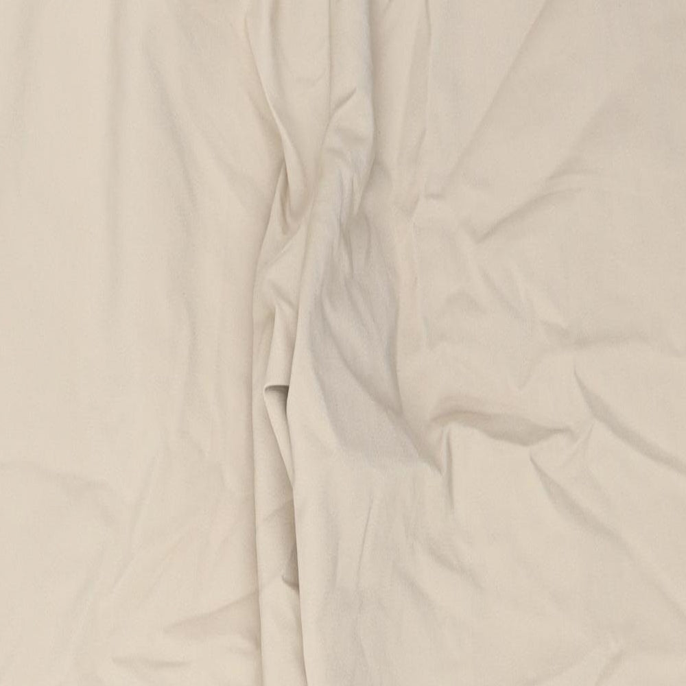 Marks and Spencer Womens Beige Cotton Trousers Size 18 L26 in Regular Hook & Eye - Pockets