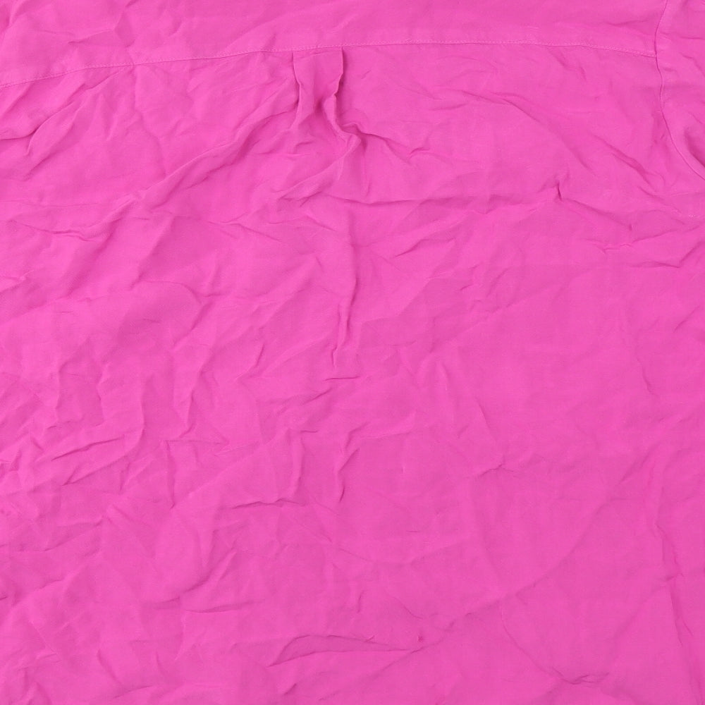 Hawes & Curtis Womens Pink Viscose Basic Button-Up Size 2 Collared