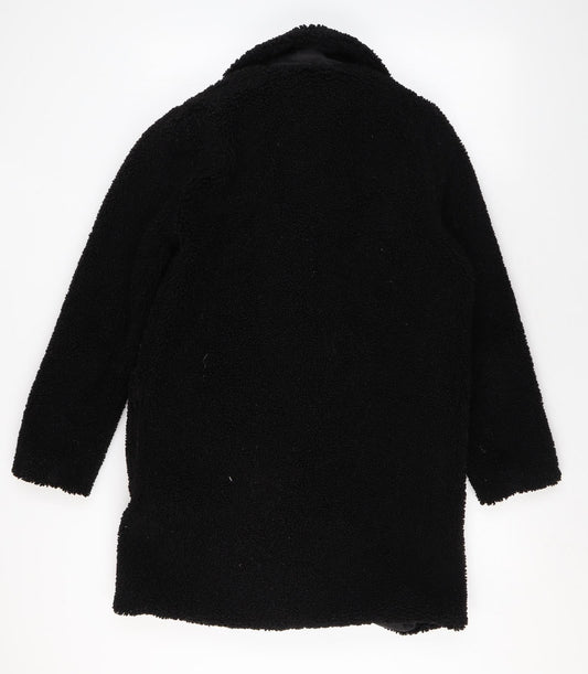 New Look Womens Black Overcoat Coat Size 10 Button