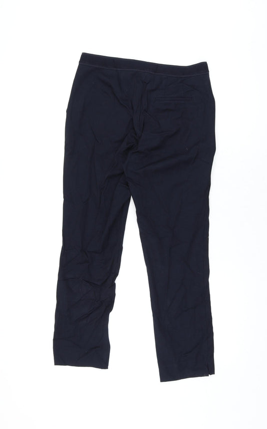 Marks and Spencer Womens Black Viscose Trousers Size 10 L24.5 in Regular Zip