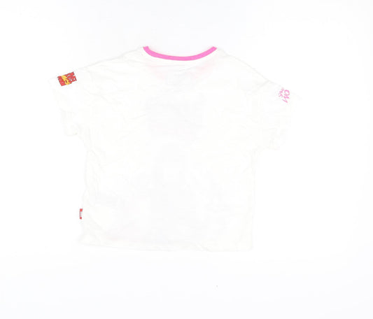 Marks and Spencer Girls White Polyester Basic T-Shirt Size 4-5 Years Round Neck Lace Up - Marvel, Hero Vibes