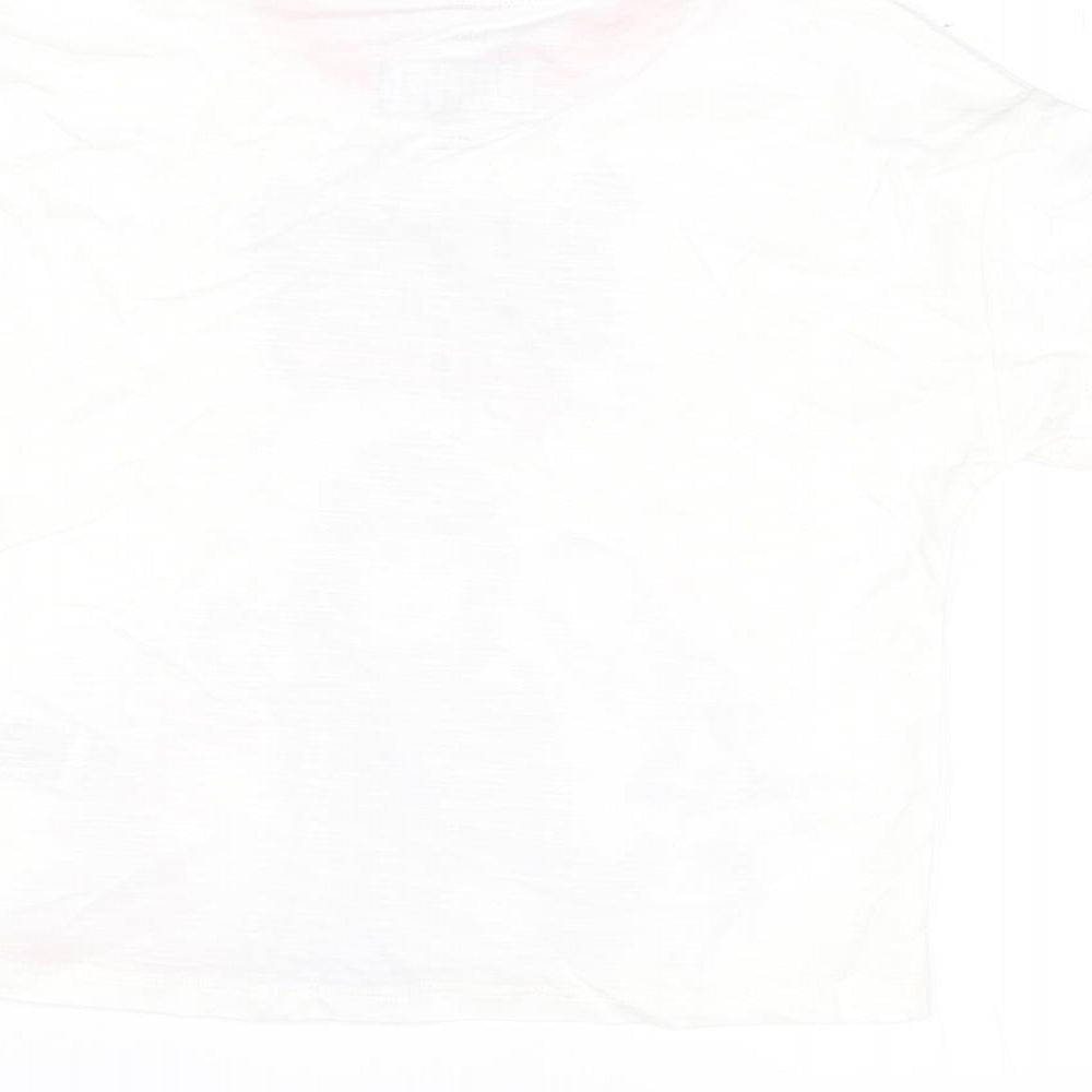 Brand and care label for Marks & Spencer girls’ white polyester basic t-shirt, years round neck lace up - marvel, hero vibes