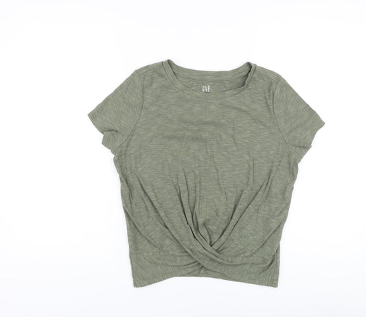 Gap Womens Green Cotton Basic T-Shirt Size S Round Neck