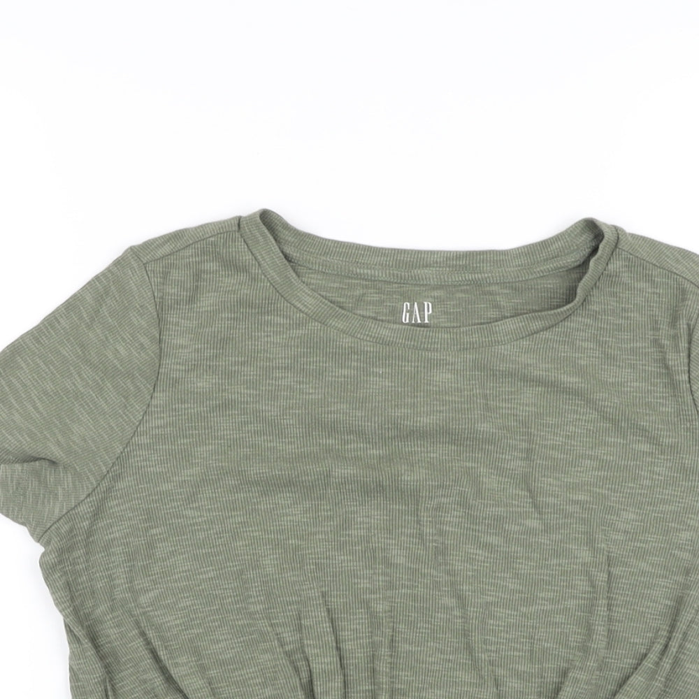 Gap Womens Green Cotton Basic T-Shirt Size S Round Neck