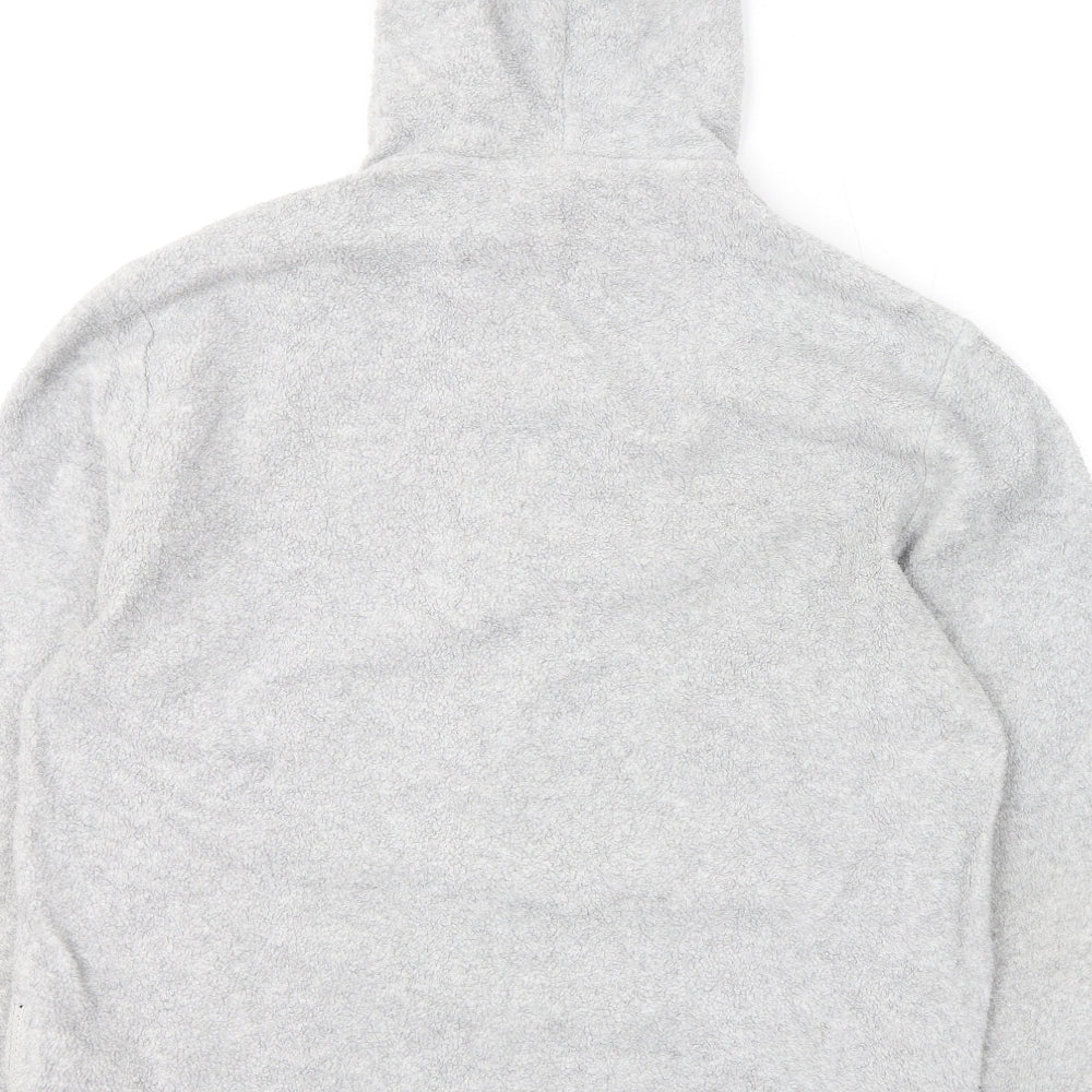 Brand and care label for ASOS women’s grey polyester pullover hoodie, size M, zip