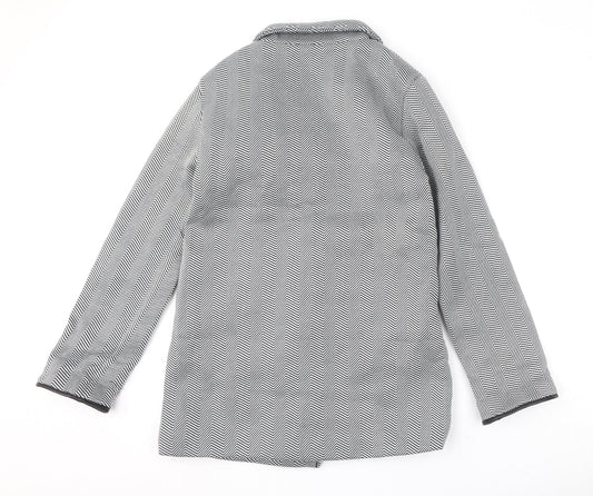 Anne De Lancay Womens Black Geometric Jacket Size 12 Button