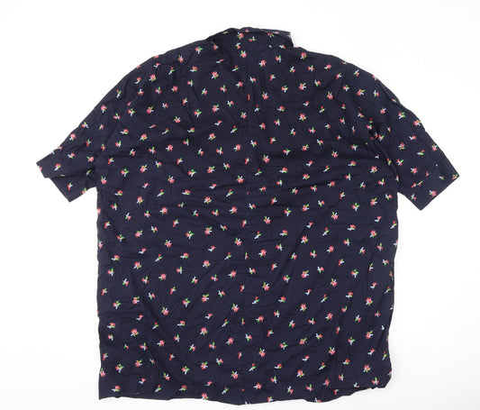 & Other Stories Womens Blue Geometric 100% Cotton Basic Button-Up Size 8 Collared