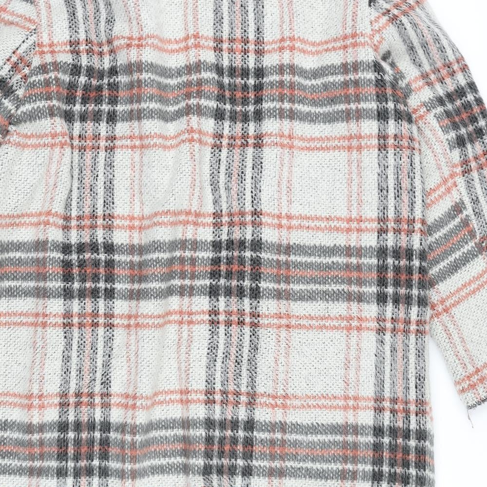 Brand and care label for Red Herring women’s multicoloured plaid overcoat coat, size UK 18, hook & eye