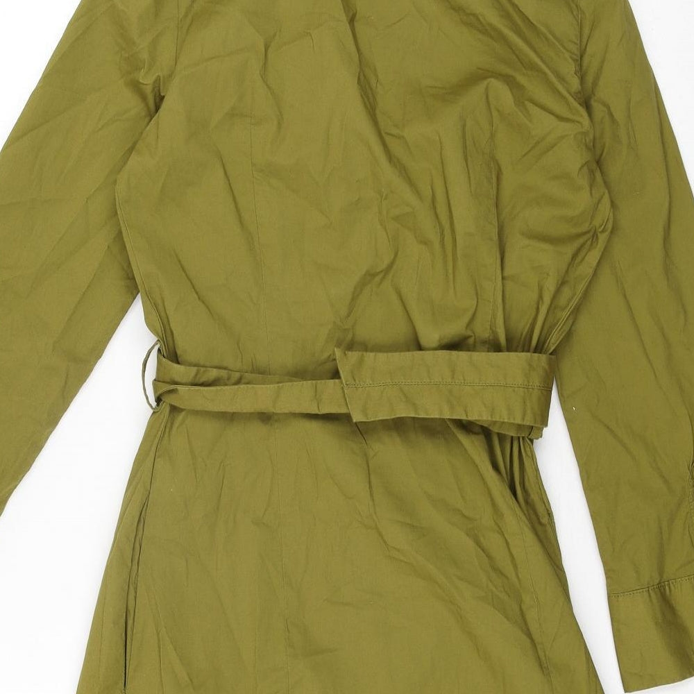 Mango Womens Green Cotton Shift Size S Collared Button - Belted