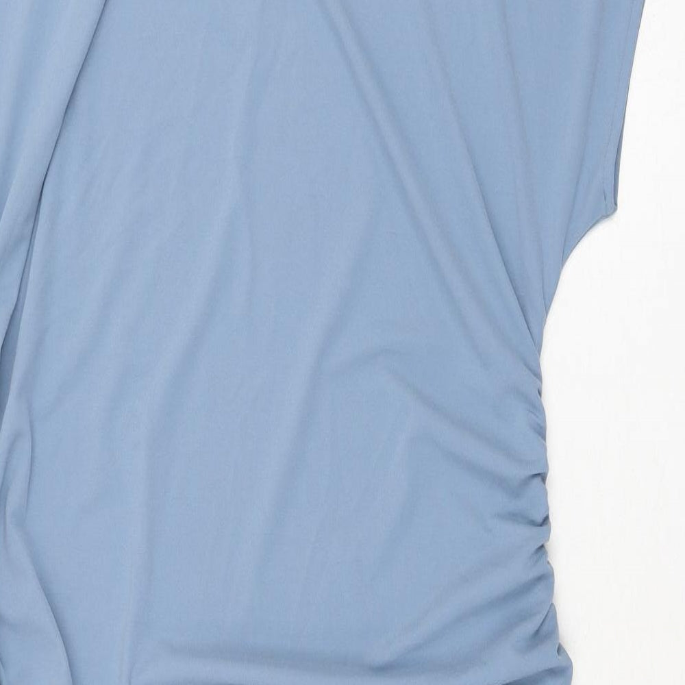 Marks and Spencer Womens Blue Polyester Shift Size 18 Square Neck Pullover - Rouched